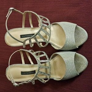 Cabarrus Silver Shimmer Jewel High Heels Size 9.5